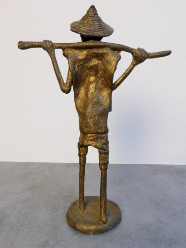 STATUE AFRICAINE PORTEUR EN BRONZE