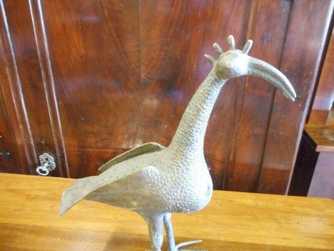 STATUE ANIMALIER OISEAU EN BRONZE AFRICAIN