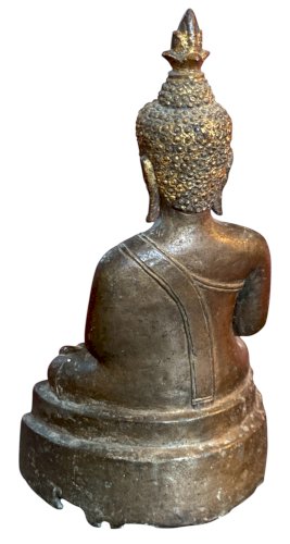 Statue Bouddha en bronze patiné – 25 cm – Authentique & raffinée