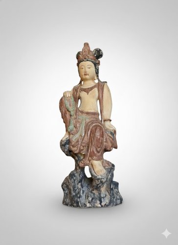 Statue chinoise ancienne Guanyin, dynastie Song ( 960-1279) terre cuite.