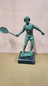 BRONZE STATUE OF A TENNIS PLAYER SIGNED SIMAR