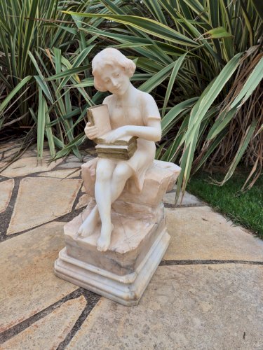 STATUE EN ALBATRE LA LECTRICE OU LA LECTURE SIGNEE PROF BAZZANI ICATEA REF JAC