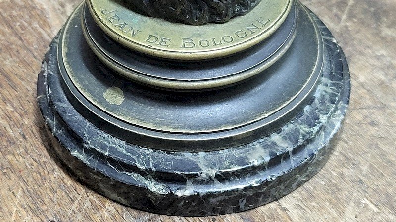 STATUE EN BRONZE MERCURE JEAN DE BOLOGNE SUR SOCLE EN MARBRE