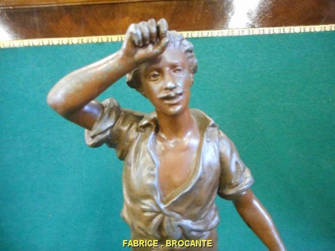 STATUE EN REGULE BATTEUR PAR CHAUVIN
