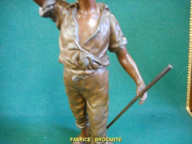 STATUE EN REGULE BATTEUR PAR CHAUVIN