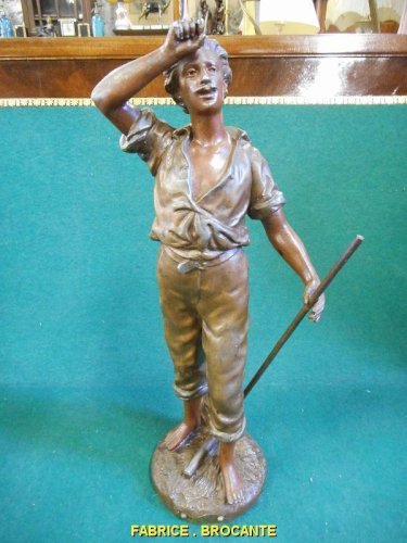 STATUE EN REGULE BATTEUR PAR CHAUVIN