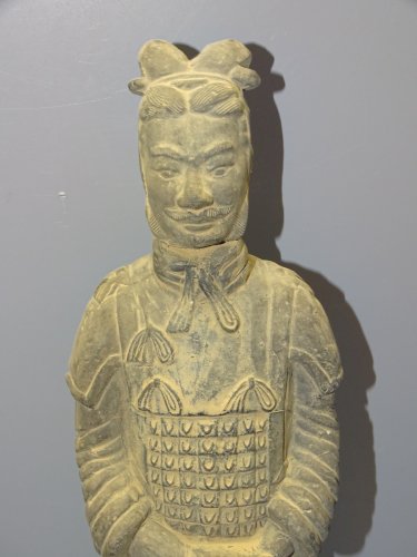 -STATUE GUERRIER DE LA MURAILLE DE CHINE TERRE CUITE XIAN 35 cm COLLECTION   D