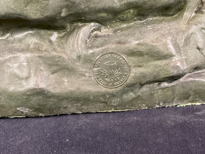 Statue Sculpture Animalier Panthères en chasse en savane Louis Albert Carvin