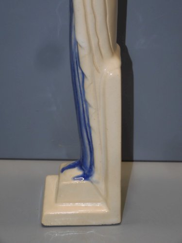 -STATUE VIERGE MARIE A L'ENFANT CERAMIQUE Signée  SF VERRIERES  RELIGION  D