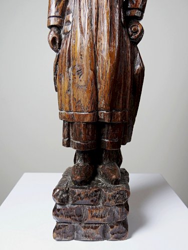 Statuette ancienne en bois sculpté femme bretonne en habit traditionnel
