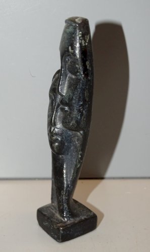 -STATUETTE BRONZE PEINT NOIR COUPLE DEVOTION CYCLADES? DECO VITRINE COLLECTION D