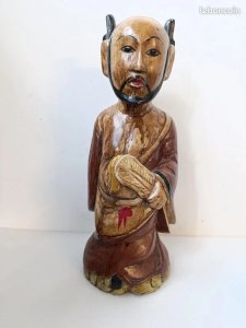 statuette en bois dorigine asiatique (chine ? japon,) dhomme en bon etat