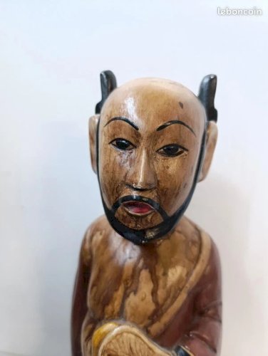 statuette en bois dorigine asiatique (chine ? japon,) dhomme en bon etat