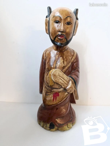 statuette en bois dorigine asiatique (chine ? japon,) dhomme en bon etat