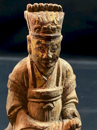 Statuette en bois sculpté au dignitaire chinois Chine XVIIIe Dynastie Qing