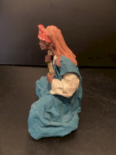 statuette en platre peint  orientale musicien  vintage marque Minotaure