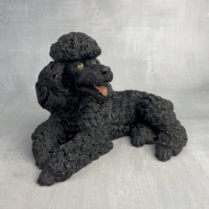 Black poodle dog figurine statuette resin hand painted made in Italy