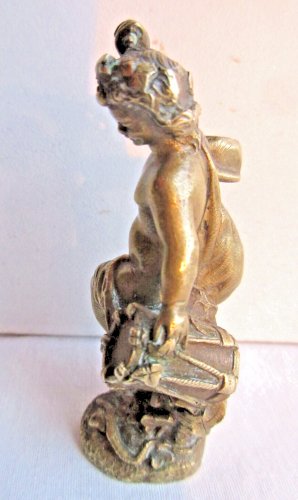 Statuette Napoléon III, figurine de vitrine, bronze doré: Femme nue au tambourin