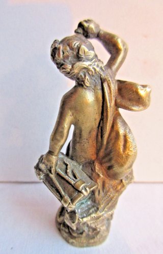 Statuette Napoléon III, figurine de vitrine, bronze doré: Femme nue au tambourin