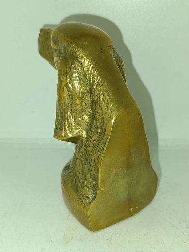 Statuette presse papier / cale livre tête de chien de chasse bronze ou laiton en bon etat