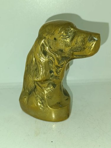 Statuette presse papier / cale livre tête de chien de chasse bronze ou laiton en bon etat