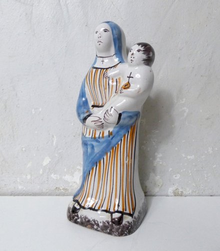 statuette Vierge à l'enfant Henriot Quimper Nevers Malicorne 22cm