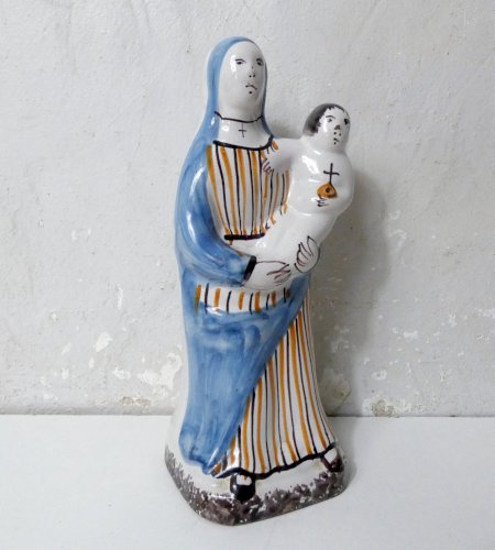 statuette Vierge à l'enfant Henriot Quimper Nevers Malicorne 22cm