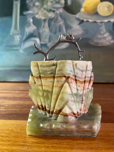 Statuette vintage onyx et étain