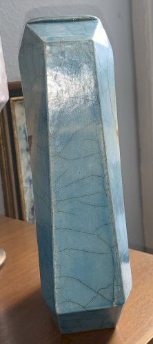 Studio pottery superbe vase céramique raku design géométrique abstrait futuriste