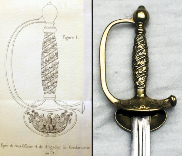 SUBLIME & TRES BELLE EPEE / SABRE DE LA GENDARMERIE FRANCAISE, KLINGENTHAL, XIX, ORIGINAL