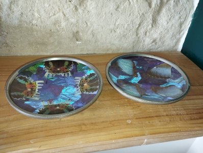 Sublimes coupelles Art déco – Verre irisé & monture en métal argenté – Lot de 2