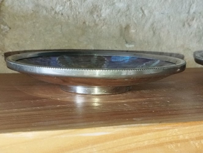 Sublimes coupelles Art déco – Verre irisé & monture en métal argenté – Lot de 2