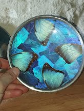 Sublimes coupelles Art déco – Verre irisé & monture en métal argenté – Lot de 2