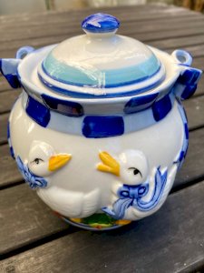 Hand-painted porcelain candy dish duck