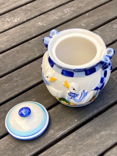 Sucrier bonbonnière canard en porcelaine peint à la main