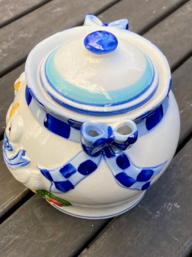 Sucrier bonbonnière canard en porcelaine peint à la main