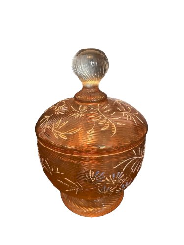 Sucrier  Bonbonnière Vide Poche décor floral doré émail