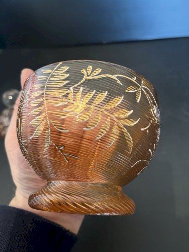 Sucrier  Bonbonnière Vide Poche décor floral doré émail