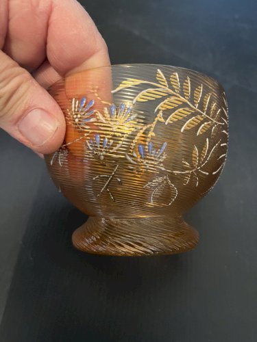 Sucrier  Bonbonnière Vide Poche décor floral doré émail