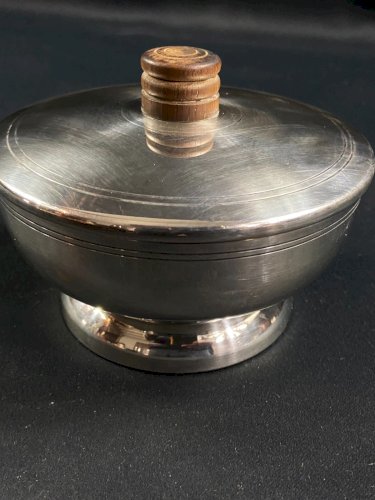 Sucrier en métal argenté design Art déco 1930