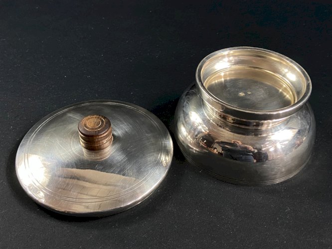 Sucrier en métal argenté design Art déco 1930