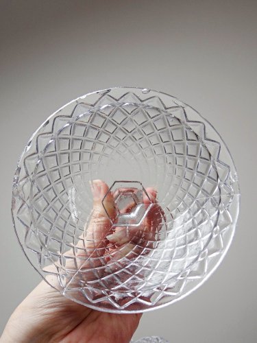 Sucrier ou drageoir verre moulé pressé ancien