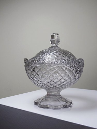 Sucrier ou drageoir verre moulé pressé ancien