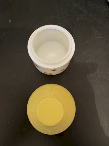 sucrier ruche  pot à miel en verre moulé opaline vintage abeilles apiculture