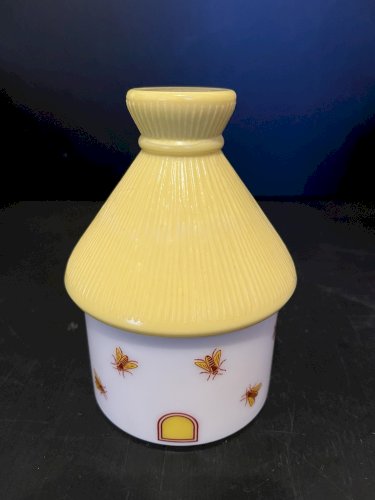 sucrier ruche  pot à miel en verre moulé opaline vintage abeilles apiculture