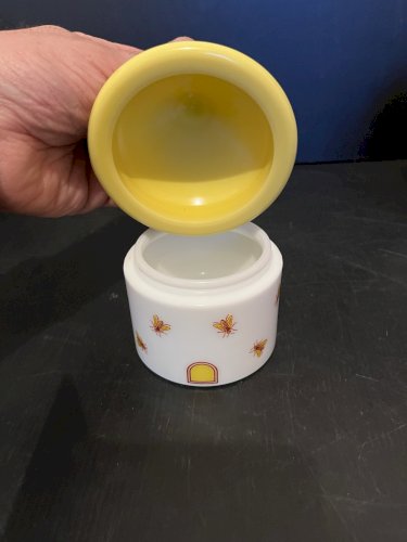 sucrier ruche  pot à miel en verre moulé opaline vintage abeilles apiculture