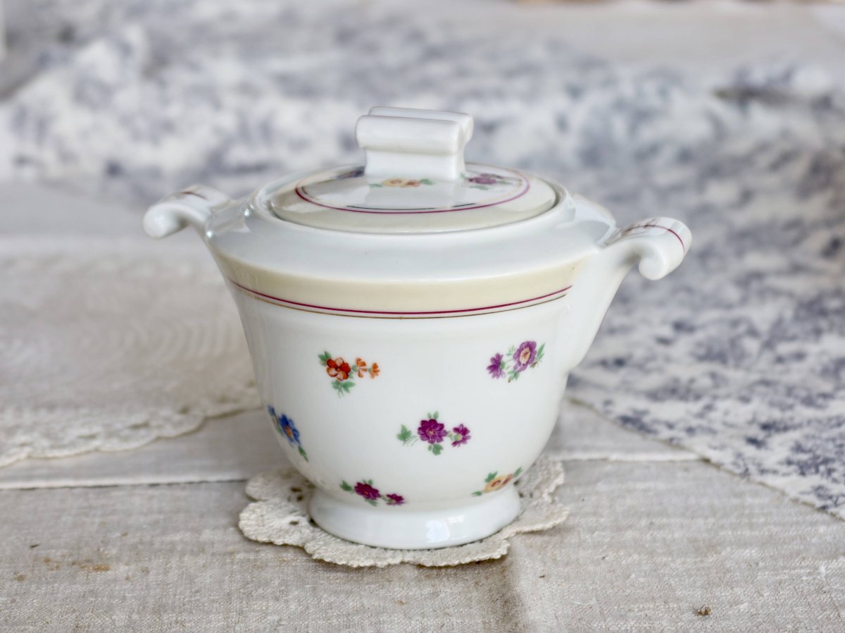 Service à Café Demitasse Ancien - Porcelaine Fine, Lot 12 Pièces Pour 4 Personnes
