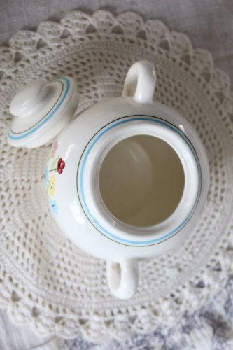 Sucrier vintage faïence Salins - Motif fleuri