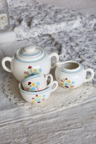 Sucrier vintage faïence Salins - Motif fleuri