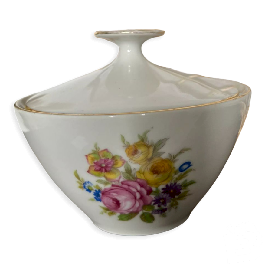 Sucrier Porcelaine Limoges France Décor finement doré Années 60